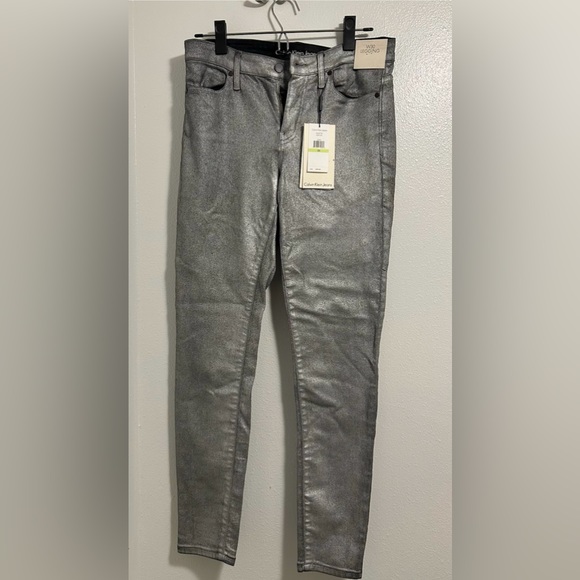 Calvin Klein silver denim leggings jeans, size 12 NWT - Picture 1 of 4